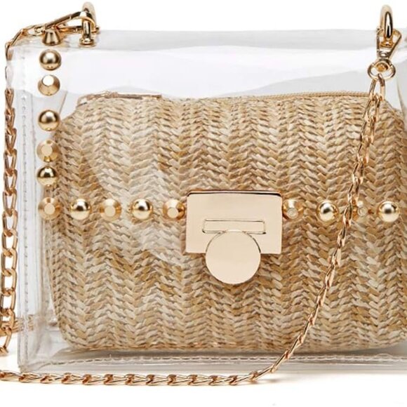 Clear Purse Women's Small Crossbody Bag Clutch Stadium Approved Waterproof - Picture 1 of 7